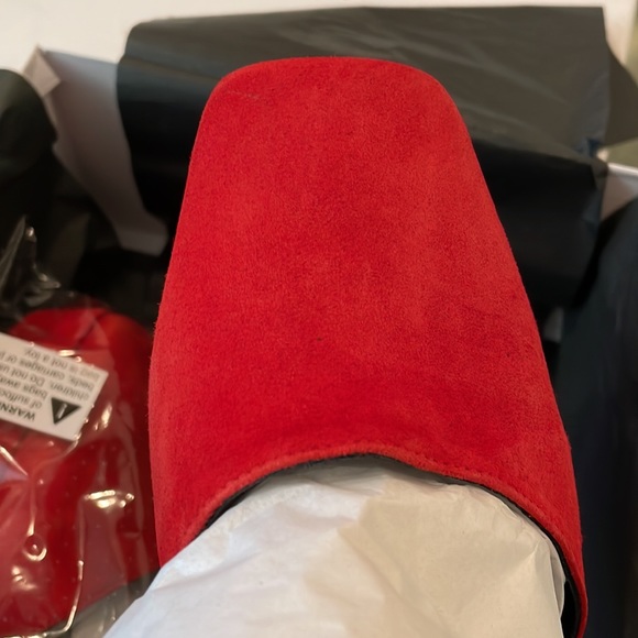 NWT Charles David red suede leather square toe buckle chunky heel platform 7/7.5 - Picture 7 of 11